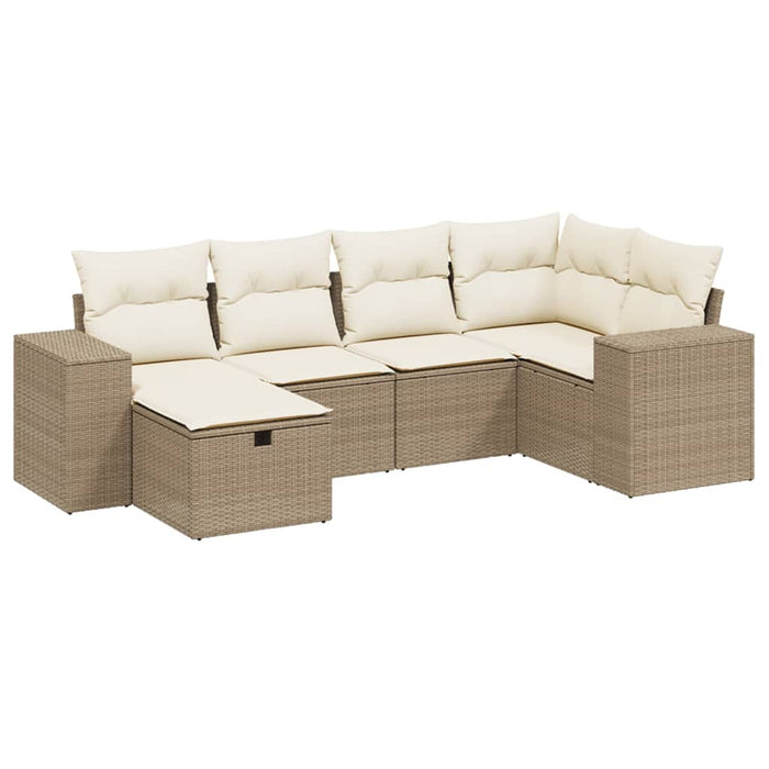 Set canapele de grădină cu perne, 6 piese, bej, poliratan WALTI