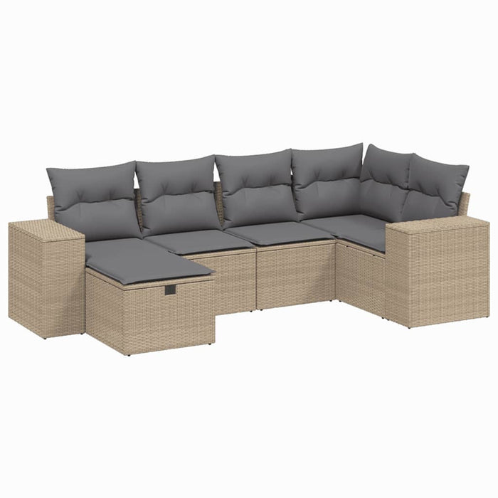 Set canapele de grădină, 6 piese, cu perne, bej, poliratan - WALTI WALTI