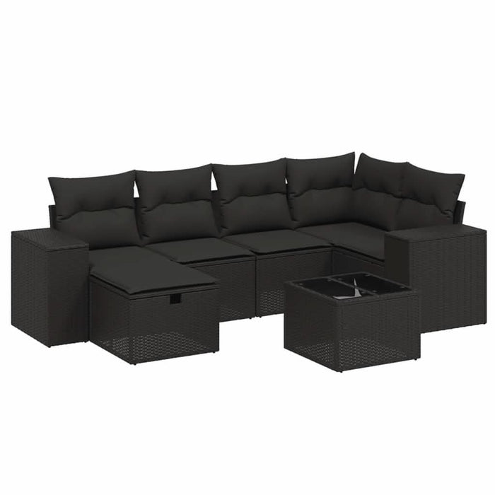 Set canapele de grădină cu perne, 7 piese, negru, poliratan - WALTI WALTI