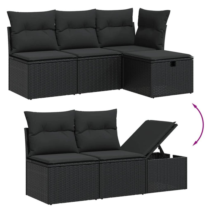 Set canapele de grădină cu perne, 7 piese, negru, poliratan - WALTI WALTI