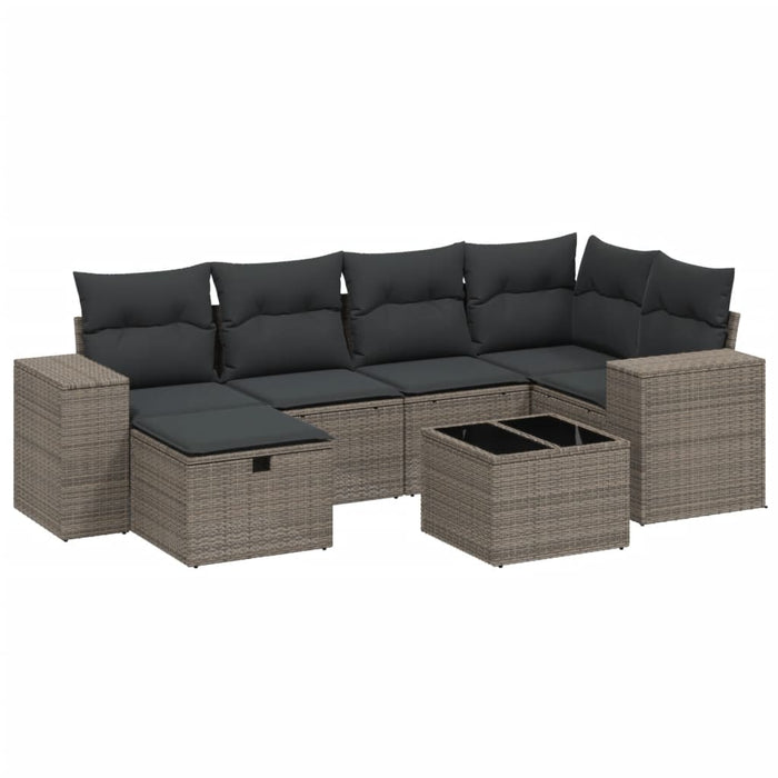 Set canapele de grădină cu perne, 7piese gri deschis poliratan WALTI