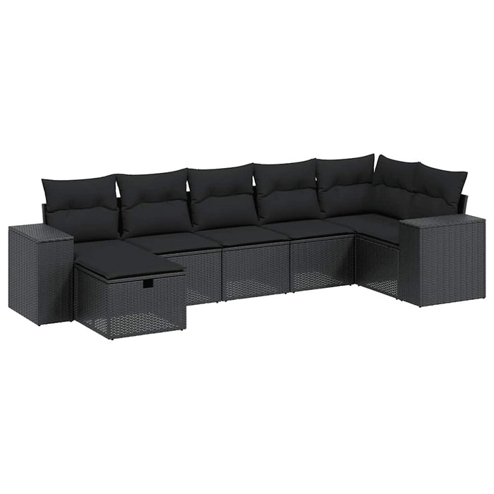 Set canapele de grădină cu perne, 7 piese, negru, poliratan - WALTI WALTI