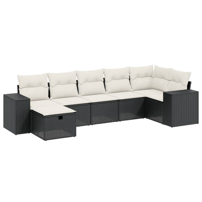 Set canapele de grădină cu perne, 7 piese, negru, poliratan - WALTI WALTI