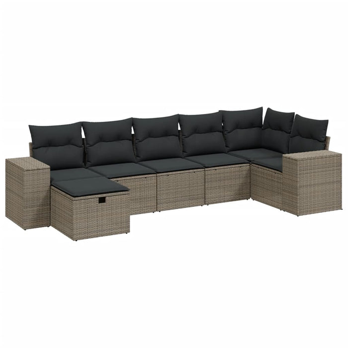 Set canapele de grădină cu perne, 7piese gri deschis poliratan - WALTI WALTI