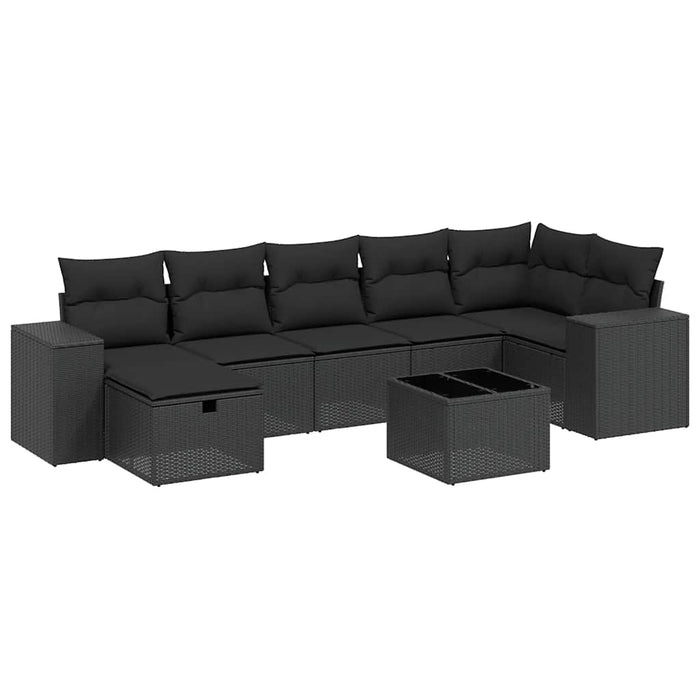 Set mobilier de grădină cu perne, 8 piese, negru, poliratan - WALTI WALTI