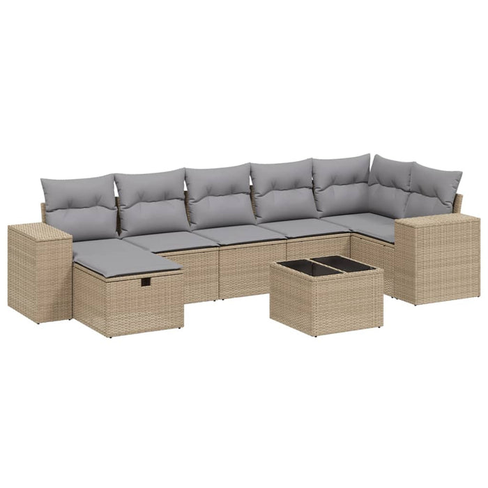 Set canapele de grădină, 8 piese, cu perne, bej, poliratan - WALTI WALTI