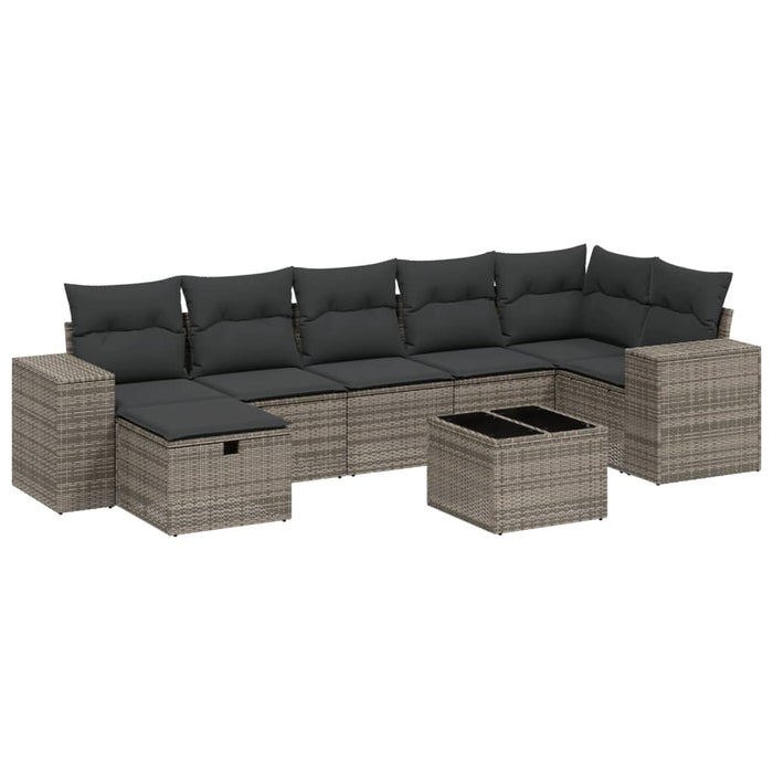 Set canapele de grădină cu perne, 8 piese, gri, poliratan WALTI