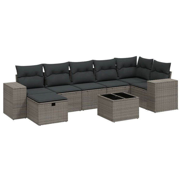 Set mobilier de grădină cu perne, 8 piese gri deschis poliratan - WALTI WALTI