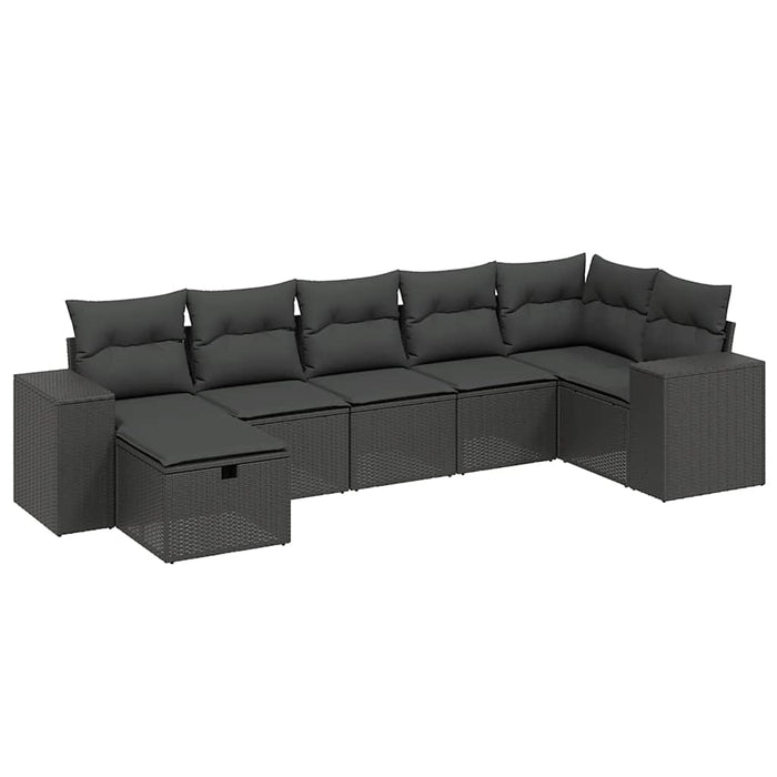 Set canapele de grădină cu perne, 7 piese, negru, poliratan - WALTI WALTI