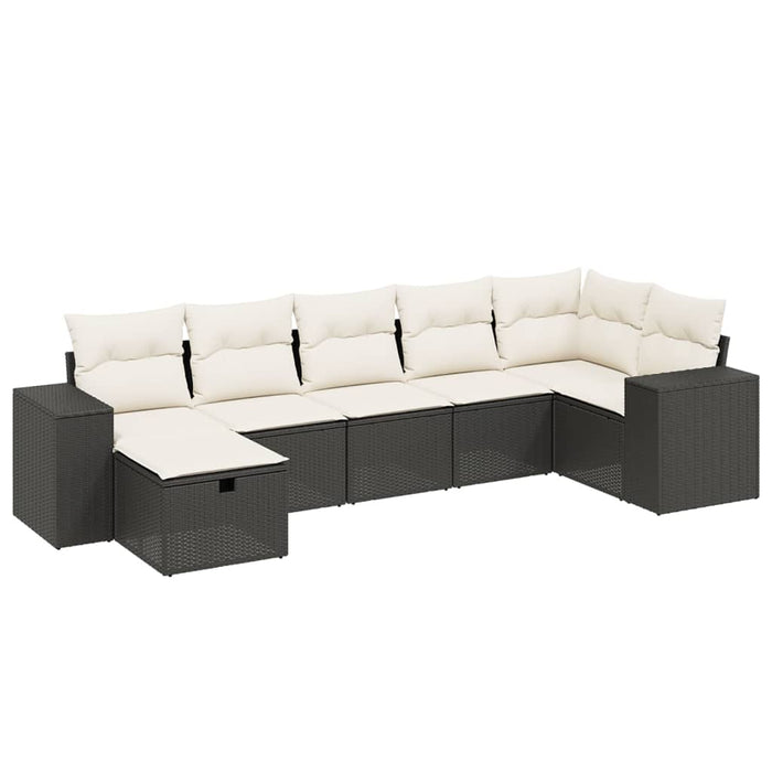 Set canapele de grădină cu perne, 7 piese, negru, poliratan - WALTI WALTI