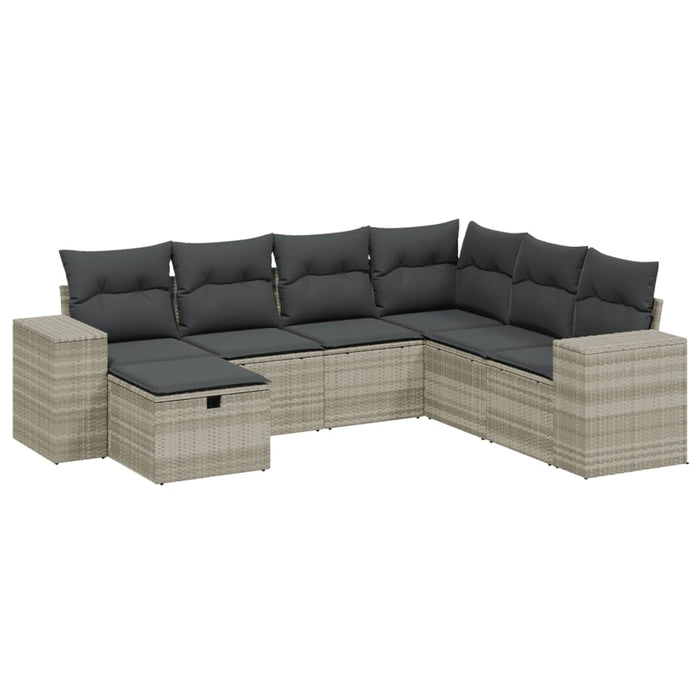 Set canapele de grădină cu perne, 7piese gri deschis poliratan - WALTI WALTI