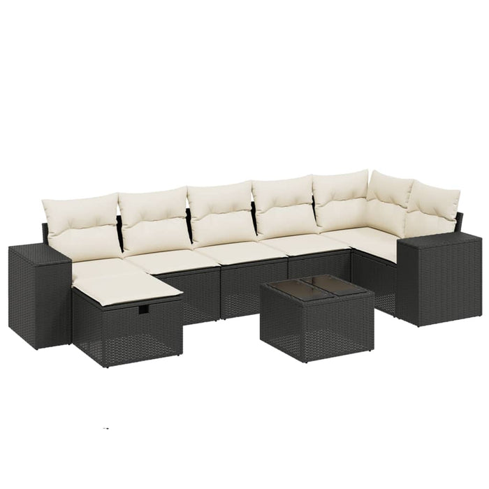 Set mobilier de grădină cu perne, 8 piese, negru, poliratan - WALTI WALTI