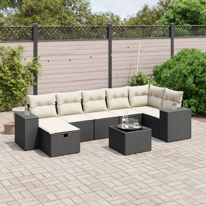 Set mobilier de grădină cu perne, 8 piese, negru, poliratan - WALTI WALTI