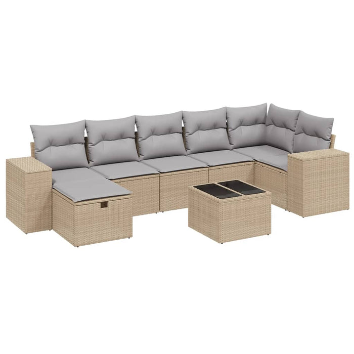 Set canapele de grădină, 8 piese, cu perne, bej, poliratan - WALTI WALTI