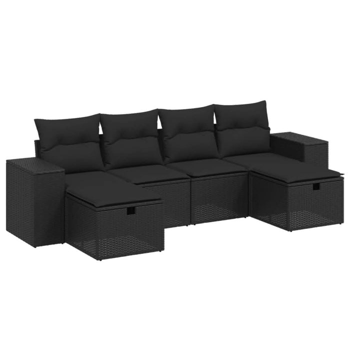 Set mobilier de grădină cu perne, 6 piese, negru, poliratan - WALTI WALTI