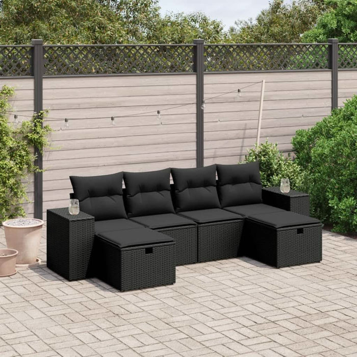 Set mobilier de grădină cu perne, 6 piese, negru, poliratan - WALTI WALTI