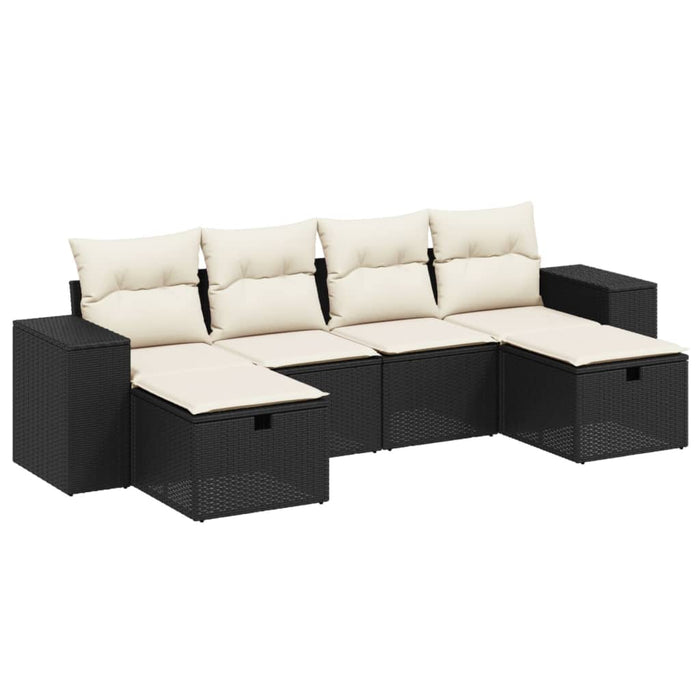 Set mobilier de grădină cu perne, 6 piese, negru, poliratan - WALTI WALTI