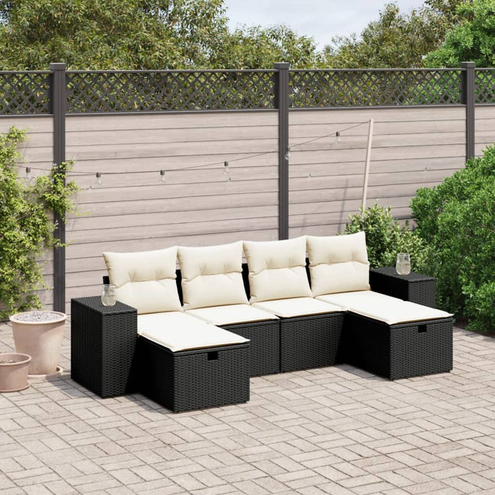 Set mobilier de grădină cu perne, 6 piese, negru, poliratan - WALTI WALTI