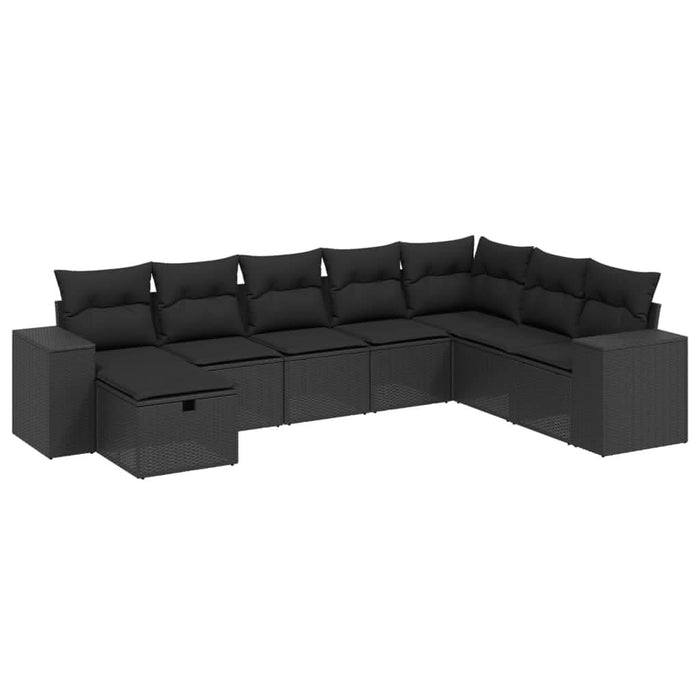 Set mobilier de grădină cu perne, 8 piese, negru, poliratan - WALTI WALTI