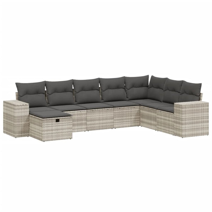 Set mobilier de grădină cu perne, 8 piese gri deschis poliratan WALTI