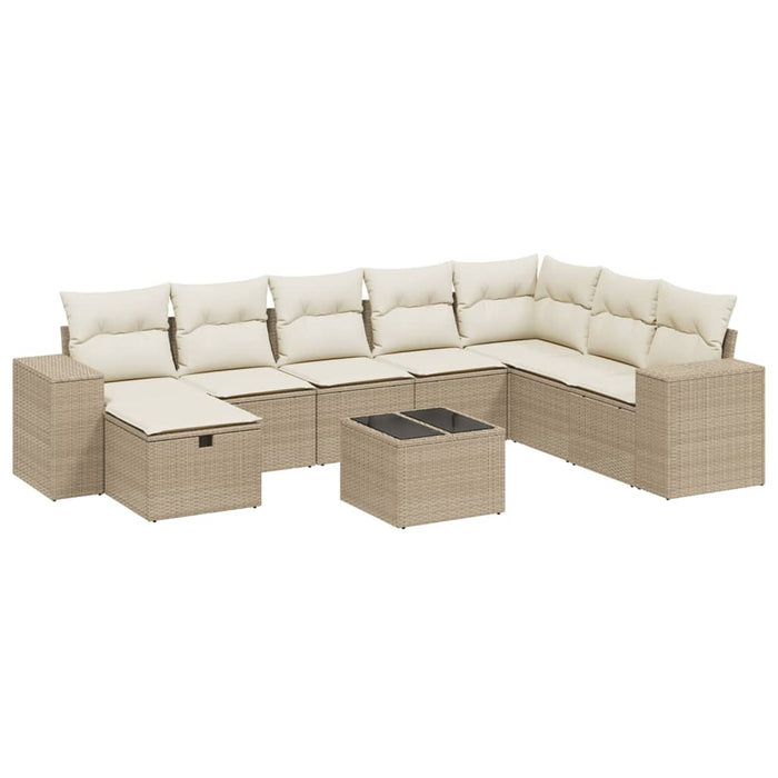 Set canapele de grădină, 9 piese, cu perne, bej, poliratan - WALTI WALTI