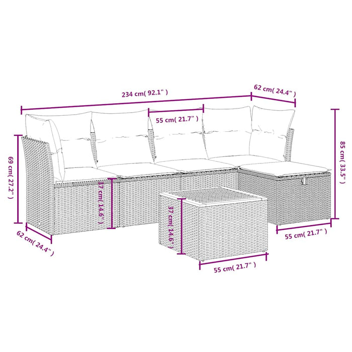 Set mobilier de grădină cu perne, 6 piese, negru, poliratan - WALTI WALTI