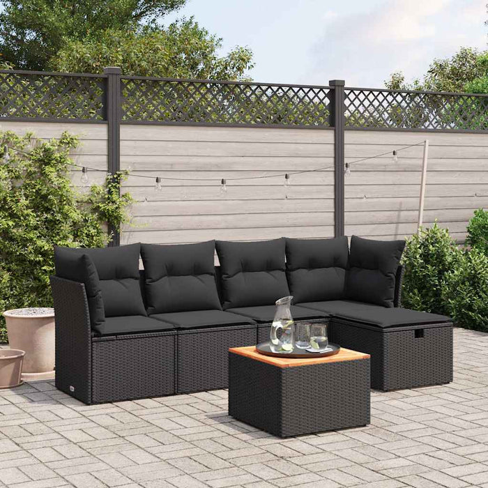 Set mobilier de grădină cu perne, 6 piese, negru, poliratan - WALTI WALTI