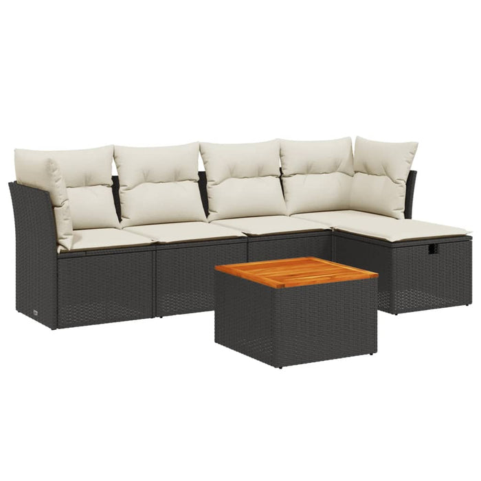 Set mobilier de grădină cu perne, 6 piese, negru, poliratan - WALTI WALTI
