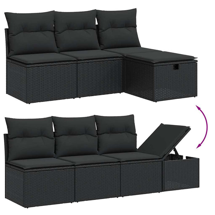 Set mobilier de grădină cu perne, 8 piese, negru, poliratan - WALTI WALTI