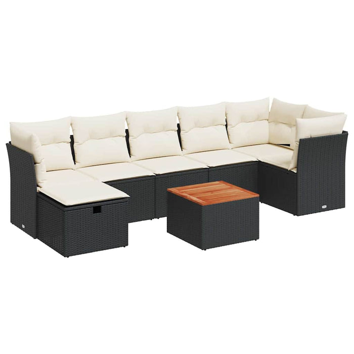 Set mobilier de grădină cu perne, 8 piese, negru, poliratan - WALTI WALTI