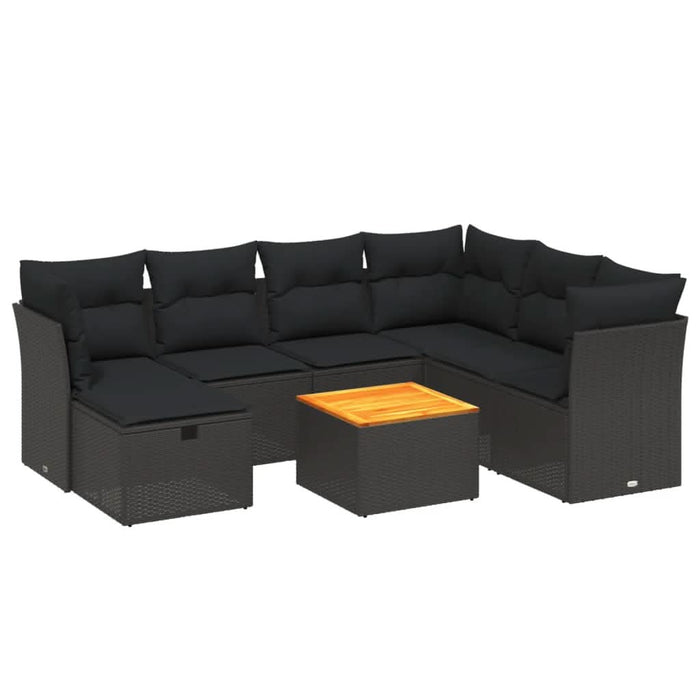 Set mobilier de grădină cu perne, 8 piese, negru, poliratan - WALTI WALTI