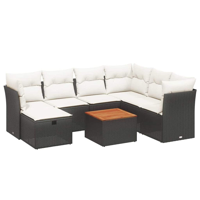 Set mobilier de grădină cu perne, 8 piese, negru, poliratan - WALTI WALTI