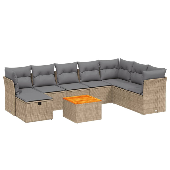 Set canapele de grădină, 9 piese, cu perne, bej, poliratan - WALTI WALTI