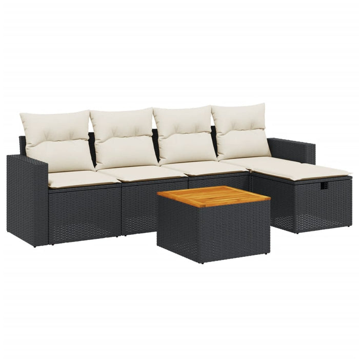 Set mobilier de grădină cu perne, 6 piese, negru, poliratan - WALTI WALTI