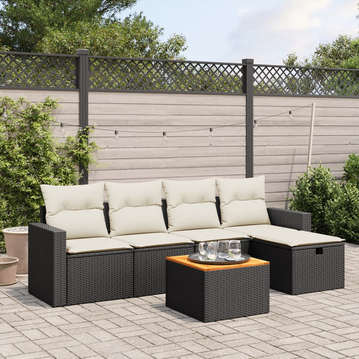 Set mobilier de grădină cu perne, 6 piese, negru, poliratan - WALTI WALTI
