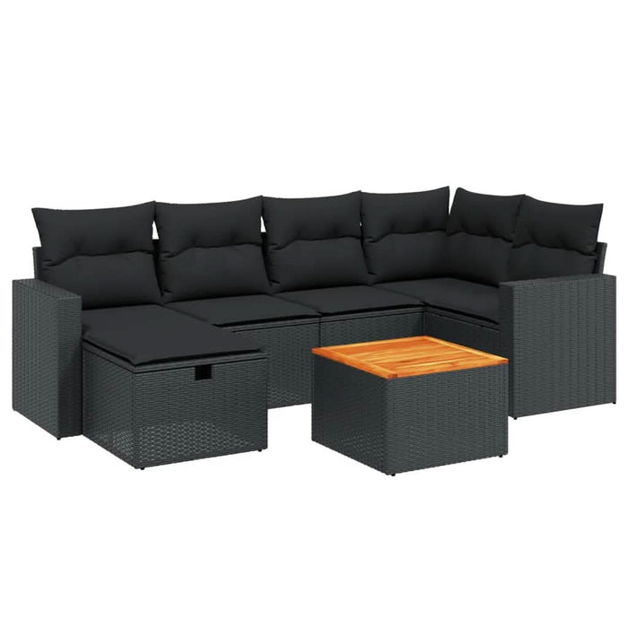 Set canapele de grădină cu perne, 7 piese, negru, poliratan - WALTI WALTI