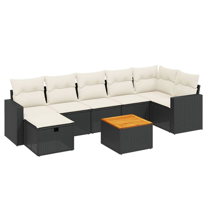Set mobilier de grădină cu perne, 8 piese, negru, poliratan - WALTI WALTI