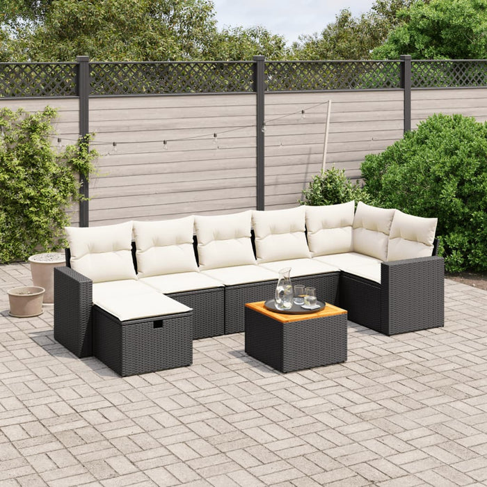 Set mobilier de grădină cu perne, 8 piese, negru, poliratan - WALTI WALTI