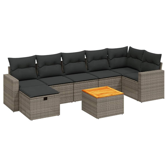 Set canapele de grădină cu perne, 8 piese, gri, poliratan WALTI