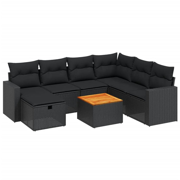 Set mobilier de grădină cu perne, 8 piese, negru, poliratan - WALTI WALTI