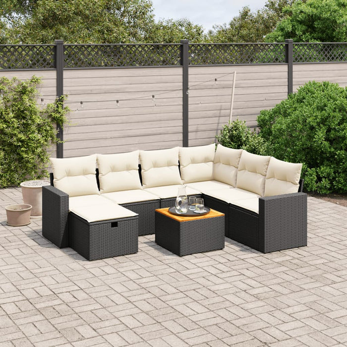 Set mobilier de grădină cu perne, 8 piese, negru, poliratan - WALTI WALTI