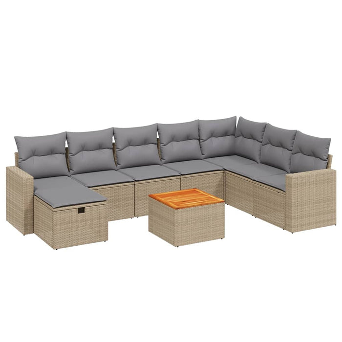 Set canapele de grădină, 9 piese, cu perne, bej, poliratan - WALTI WALTI
