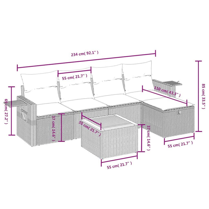 Set mobilier de grădină cu perne, 6 piese, negru, poliratan - WALTI WALTI