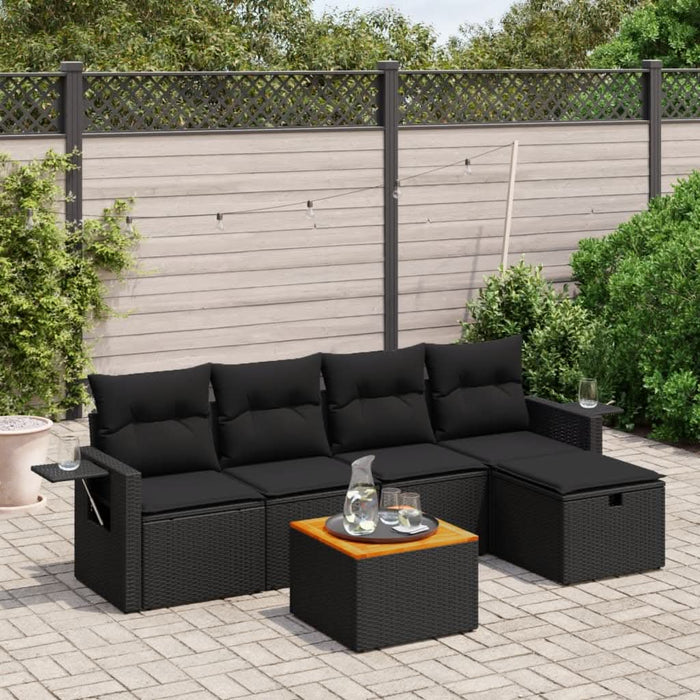 Set mobilier de grădină cu perne, 6 piese, negru, poliratan - WALTI WALTI