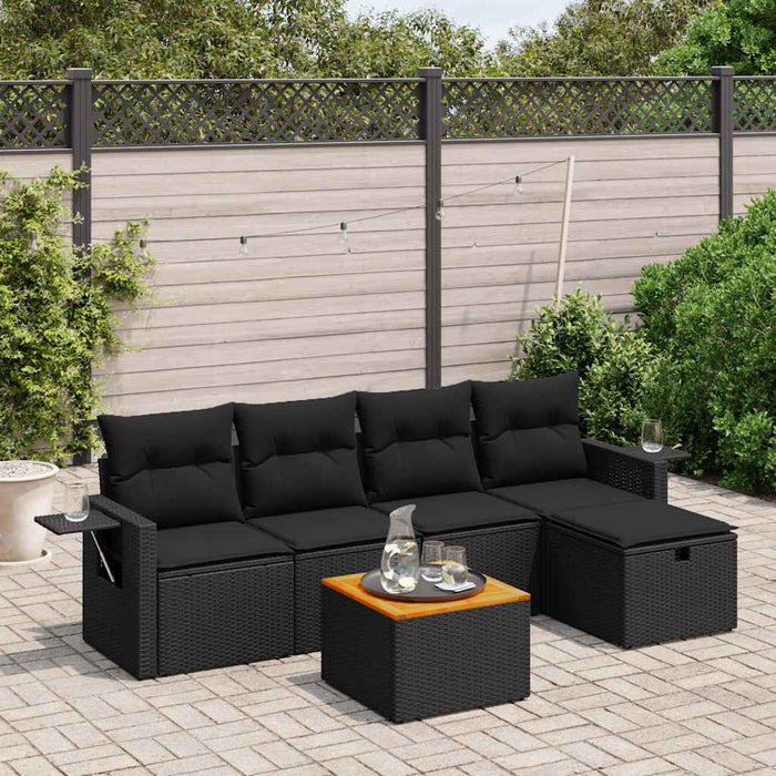 Set mobilier de grădină cu perne, 6 piese, negru, poliratan - WALTI WALTI