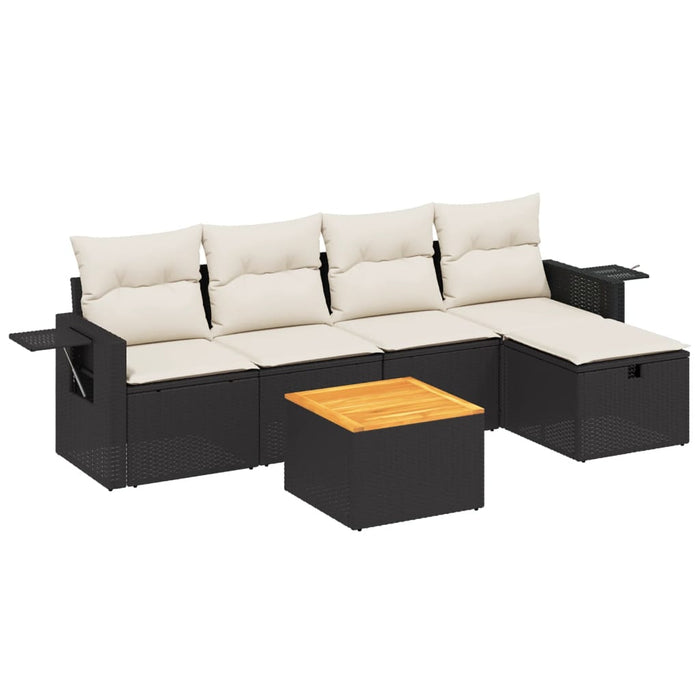 Set mobilier de grădină cu perne, 6 piese, negru, poliratan - WALTI WALTI