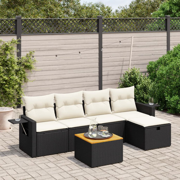 Set mobilier de grădină cu perne, 6 piese, negru, poliratan - WALTI WALTI