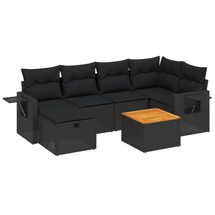 Set canapele de grădină cu perne, 7 piese, negru, poliratan - WALTI WALTI