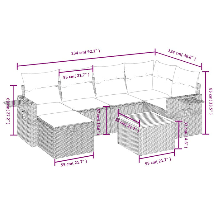 Set canapele de grădină cu perne, 7 piese, negru, poliratan - WALTI WALTI