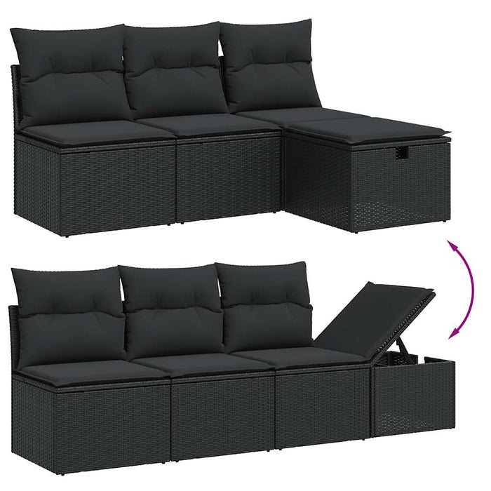 Set mobilier de grădină cu perne, 8 piese, negru, poliratan - WALTI WALTI